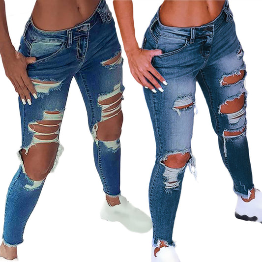 Street Style Sexy Déchiré Jeans Pour Femmes